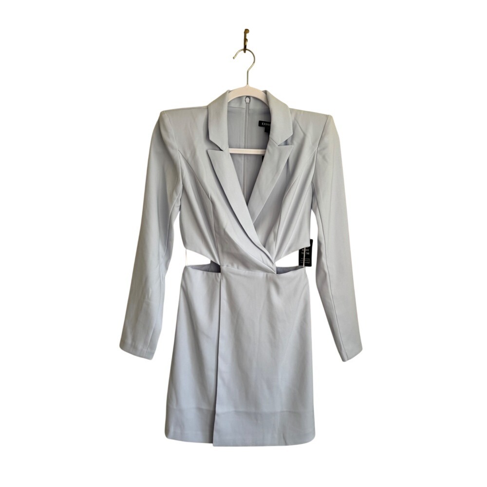 NWT Express Women's Blue Timeless Professional Chic Cut Out Mini Blazer Dress XS